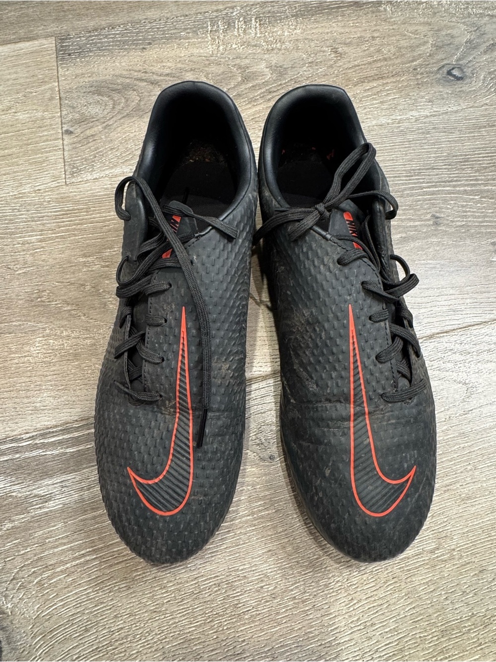 Nike Phantom Men’s Black Soccer Cleats with Red Swoosh